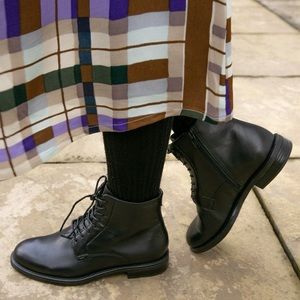 Vagabond Amina Black Lace Up Zipper Military Ankle Boots 39 8 9